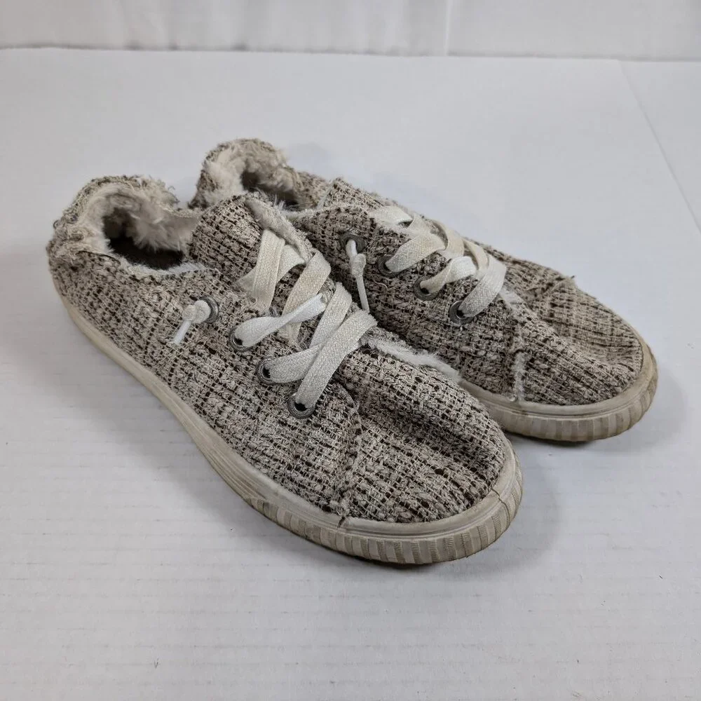 Tommy Bahama Slip on Sneakers Faux Fur lined Tweed size 8